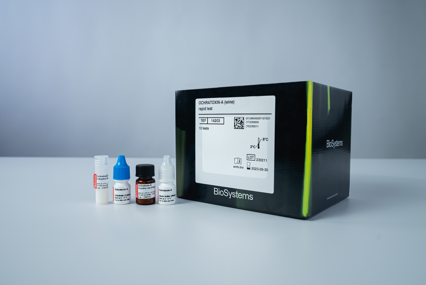Ochratoxin-A Rapid test box and bottles
